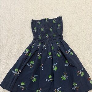 Hollister Navy Tropical Strapless Sundress